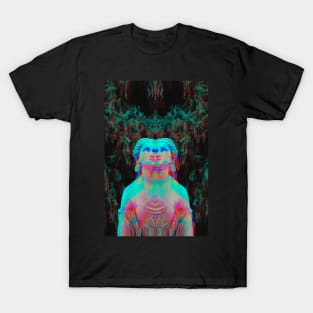 TRIPPY STATUE - Glitchy Abstract Neon T-Shirt